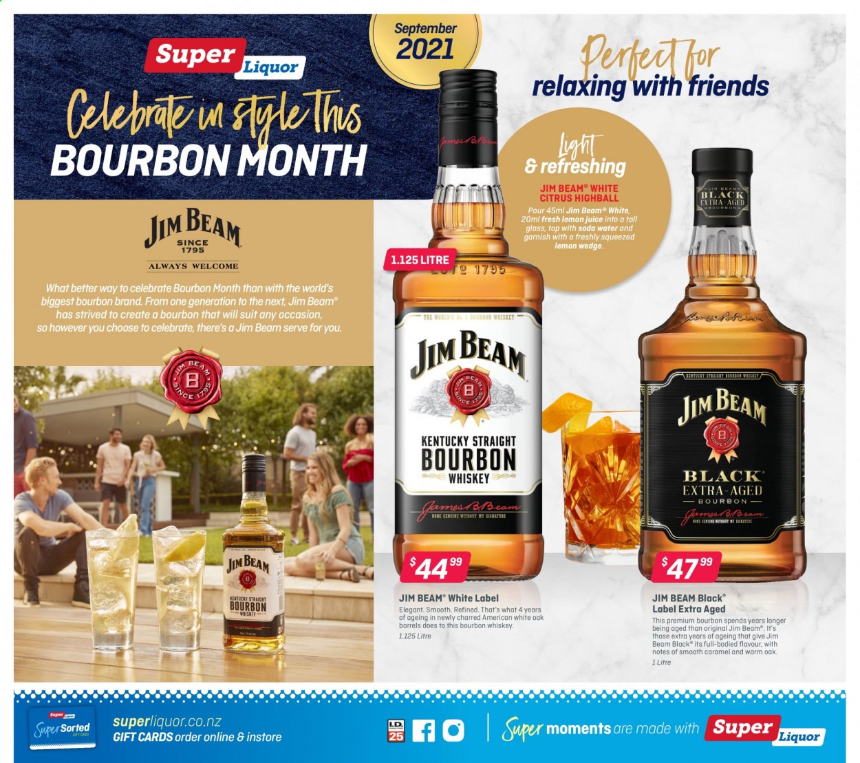 Super Liquor mailer - 06.09.2021 - 19.09.2021 - Sales products - bourbon, whiskey, Jim Beam, bourbon whiskey, whisky. Page 5.