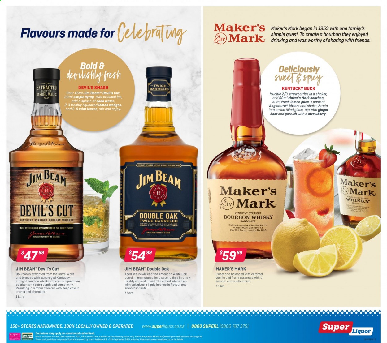 Super Liquor mailer - 06.09.2021 - 19.09.2021 - Sales products - bourbon, whiskey, liquor, Jim Beam, bourbon whiskey, whisky, ginger beer. Page 6.