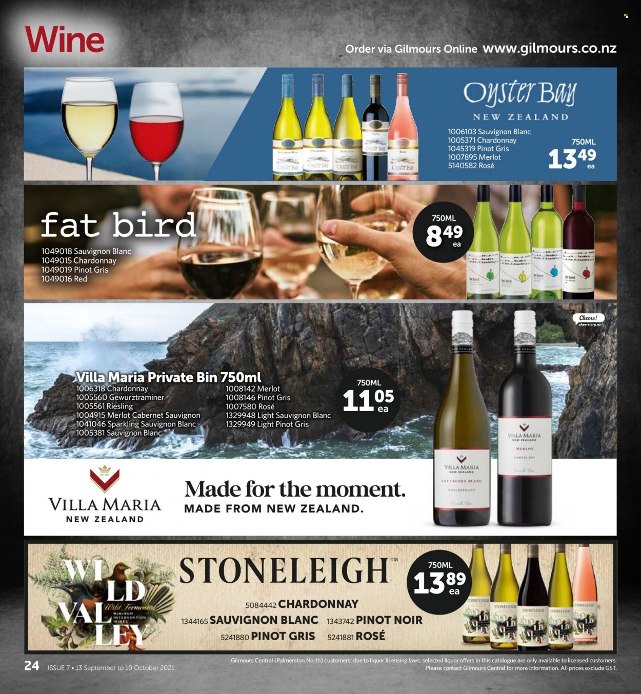 thumbnail - Gilmours mailer - 13.09.2021 - 10.10.2021 - Sales products - Cabernet Sauvignon, red wine, Riesling, white wine, Chardonnay, wine, Merlot, Pinot Grigio, Sauvignon Blanc, rosé wine, liquor. Page 24.