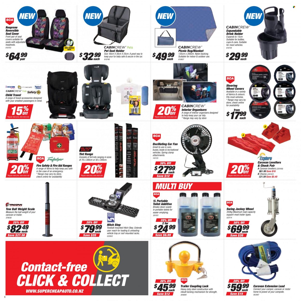 thumbnail - SuperCheap Auto mailer - 16.09.2021 - 26.09.2021 - Sales products - holder, blanket, tray, extension lead, vehicle, trailer, car seat cover, hitch step, travel accessories, drink holder, caravan extension lead, wheel covers. Page 6.