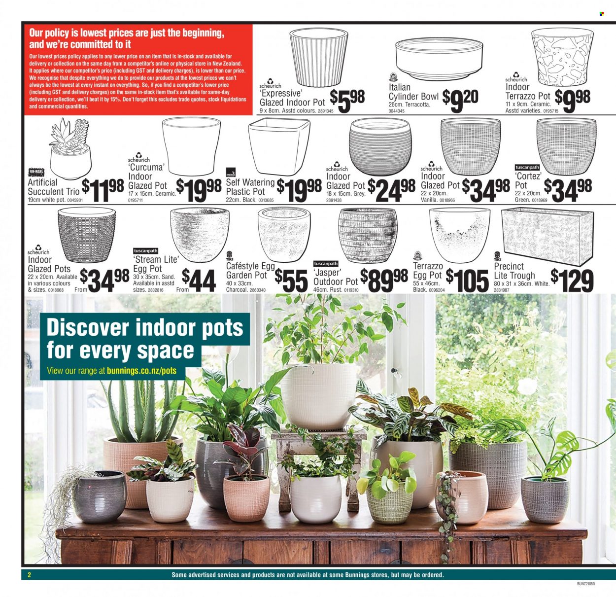 thumbnail - Bunnings Warehouse mailer - Sales products - pot, bowl, charcoal, succulent. Page 2.