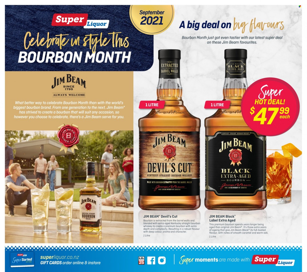 Super Liquor mailer - 20.09.2021 - 03.10.2021 - Sales products - bourbon, whiskey, Jim Beam, bourbon whiskey, whisky. Page 5.