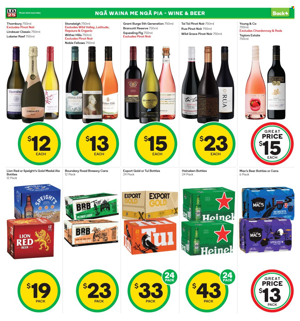 thumbnail - Countdown mailer - 27.09.2021 - 03.10.2021 - Sales products - lobster, red wine, sparkling wine, white wine, Chardonnay, wine, Pinot Noir, Lindauer, Wither Hills, Young & Co, beer, Heineken, Mac’s, Lager, Hill's. Page 16.