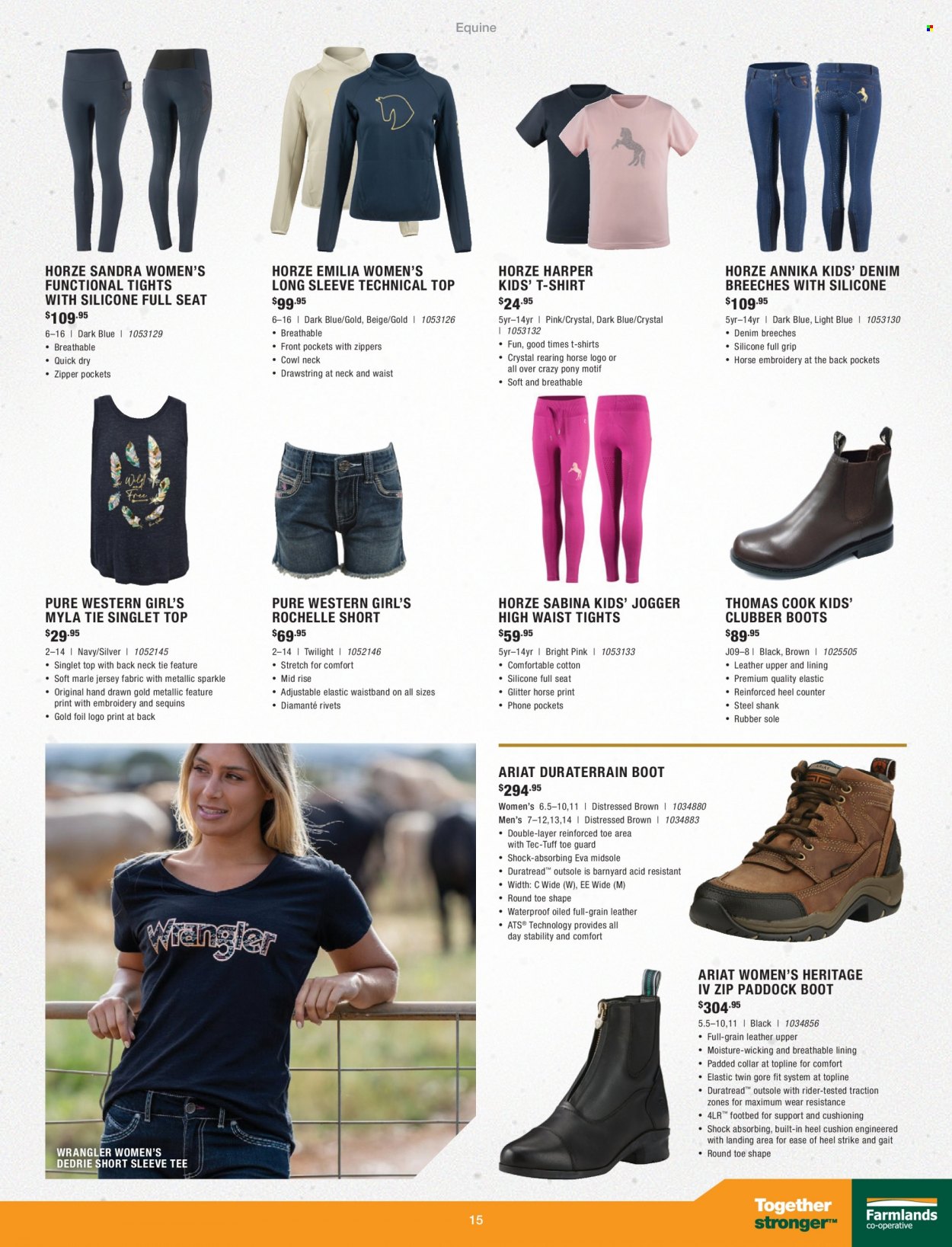 thumbnail - Farmlands mailer - Sales products - boots, cushion, t-shirt, jersey, tights. Page 15.