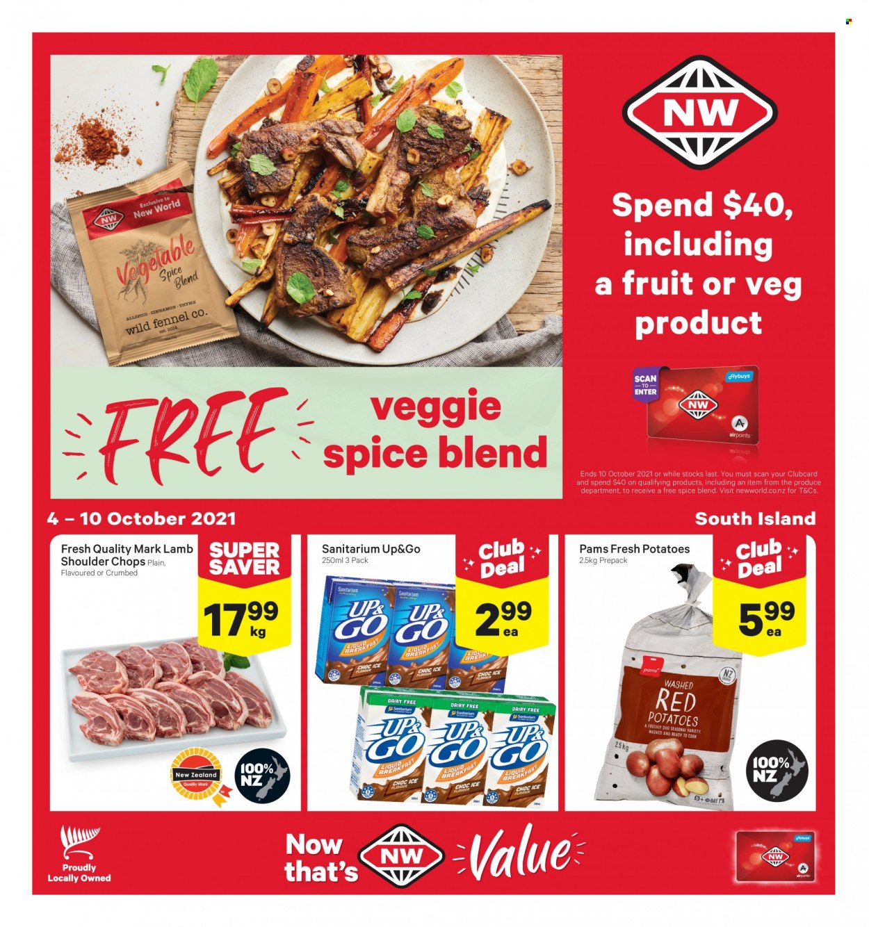 thumbnail - New World mailer - 04.10.2021 - 10.10.2021 - Sales products - potatoes, fennel, spice, cinnamon. Page 1.