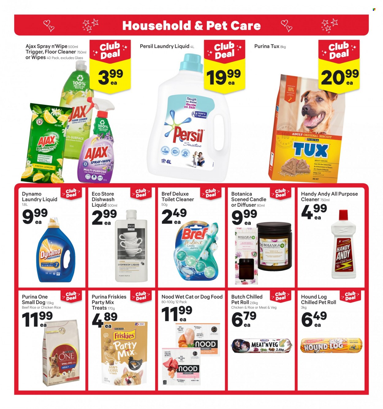 thumbnail - New World mailer - 11.10.2021 - 17.10.2021 - Sales products - biscuit, soda, wipes, cleaner, all purpose cleaner, floor cleaner, toilet cleaner, Ajax, Persil, laundry detergent, dishwashing liquid, candle, diffuser, cage, animal food, dog food, Purina, Friskies. Page 15.