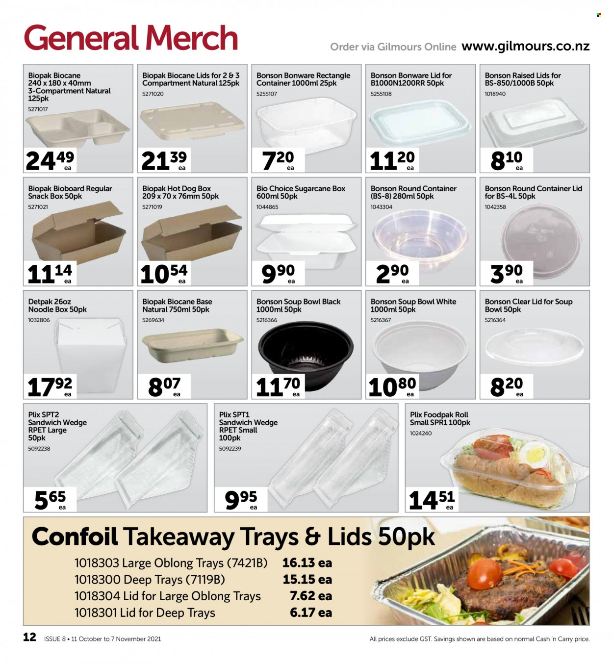 thumbnail - Gilmours mailer - 11.10.2021 - 07.11.2021 - Sales products - sugar cane, hot dog, sandwich, noodles, snack. Page 12.