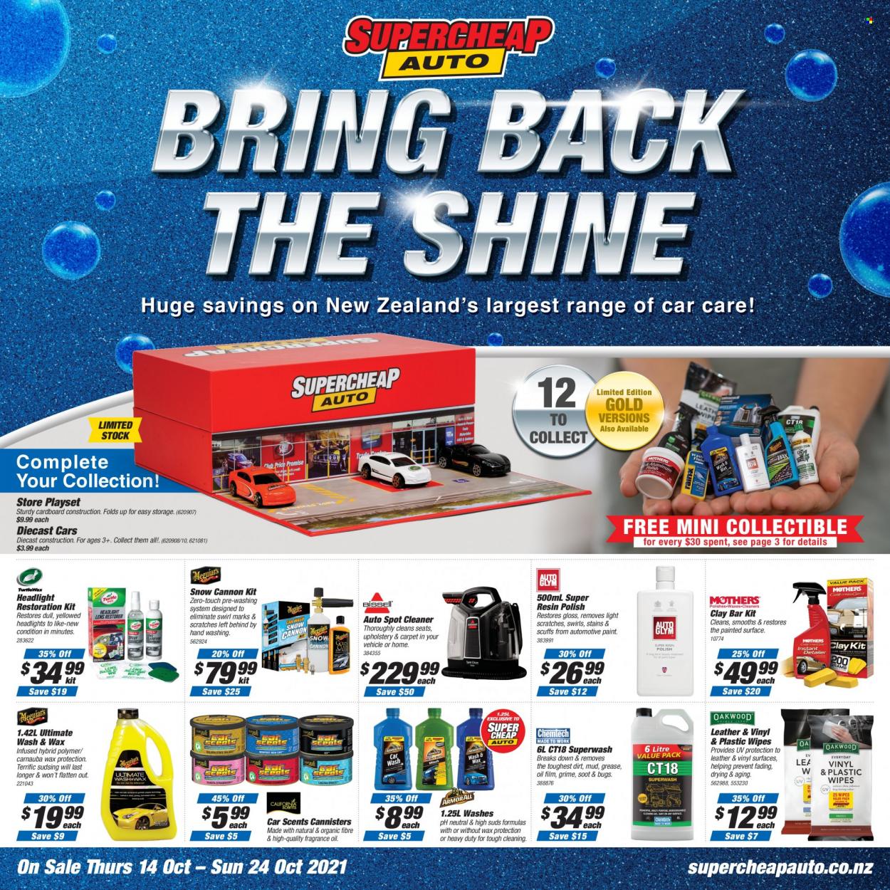 thumbnail - SuperCheap Auto mailer - 14.10.2021 - 24.10.2021 - Sales products - wipes, cleaner, headlamp, polish. Page 1.