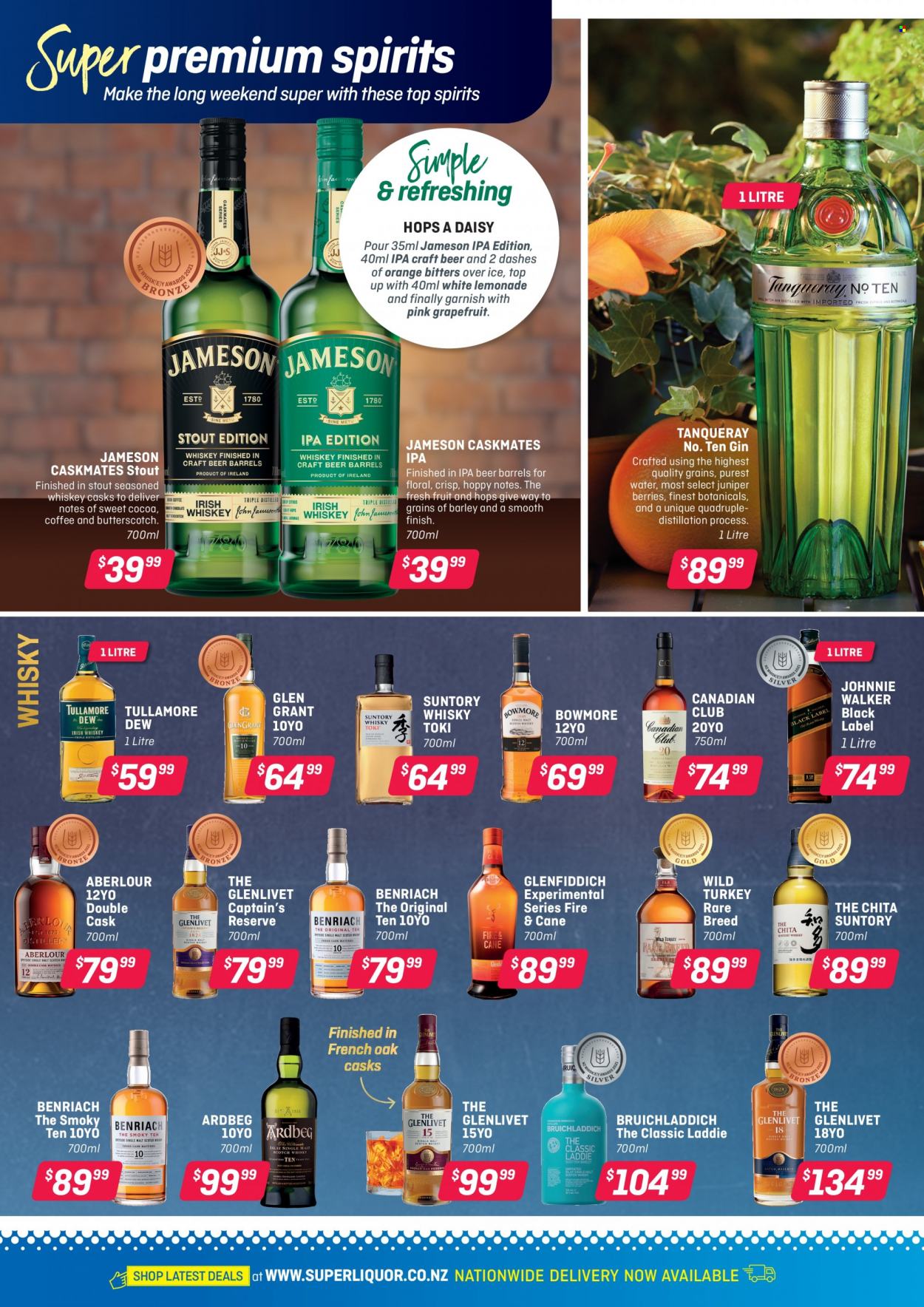 Super Liquor mailer - 18.10.2021 - 31.10.2021 - Sales products - gin, whiskey, Jameson, Johnny Walker, Glenfiddich, whisky, beer, IPA. Page 8.