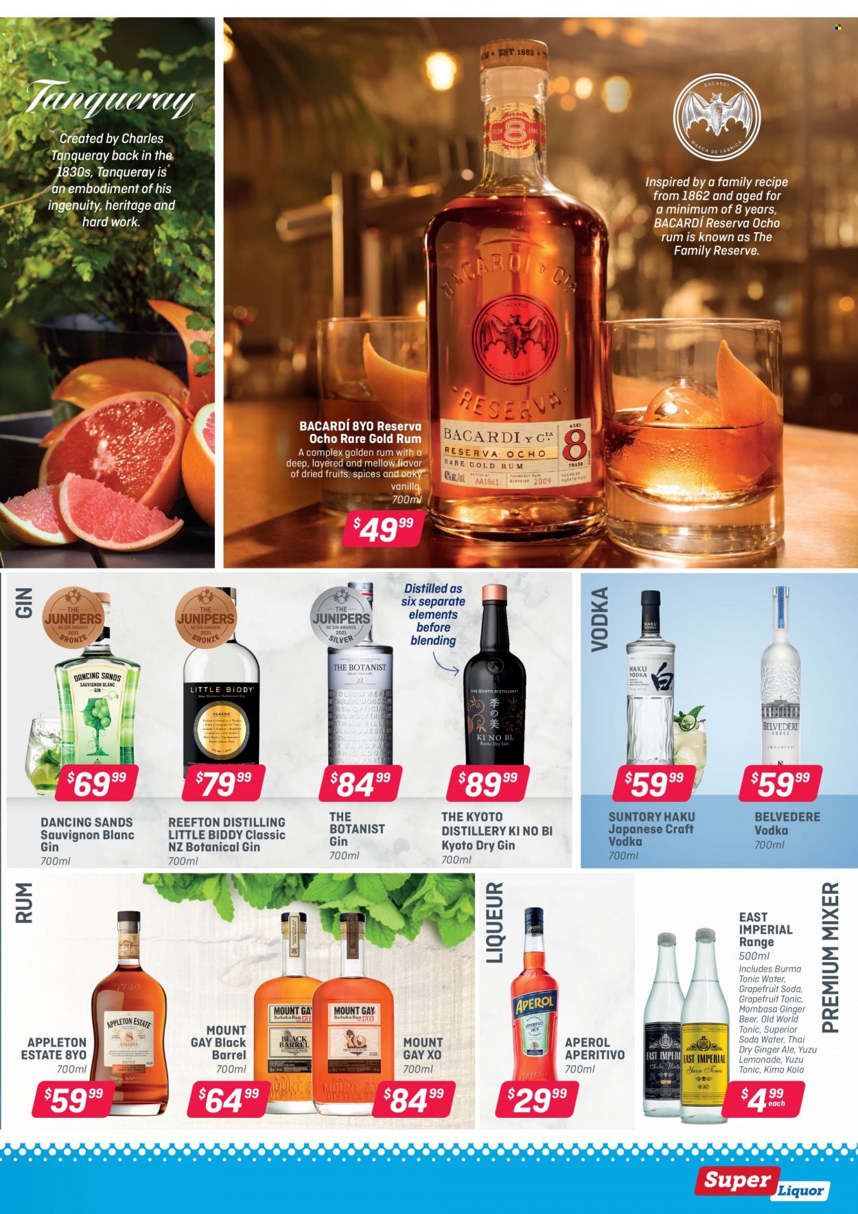 Super Liquor mailer - 18.10.2021 - 31.10.2021 - Sales products - wine, Sauvignon Blanc, Bacardi, gin, liqueur, rum, vodka, Aperol, beer, ginger beer. Page 9.