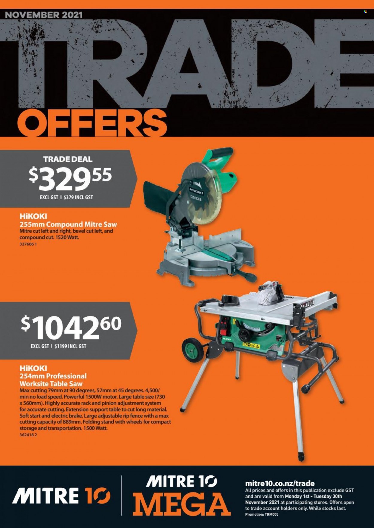 thumbnail - Mitre 10 mailer - 01.11.2021 - 30.11.2021 - Sales products - table, saw. Page 1.