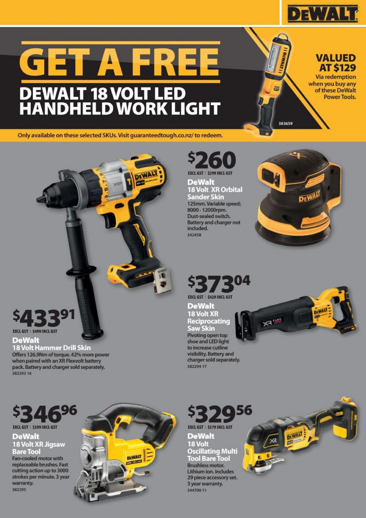 thumbnail - Mitre 10 mailer - 01.11.2021 - 30.11.2021 - Sales products - work light, DeWALT, drill, power tools, saw, reciprocating saw. Page 2.
