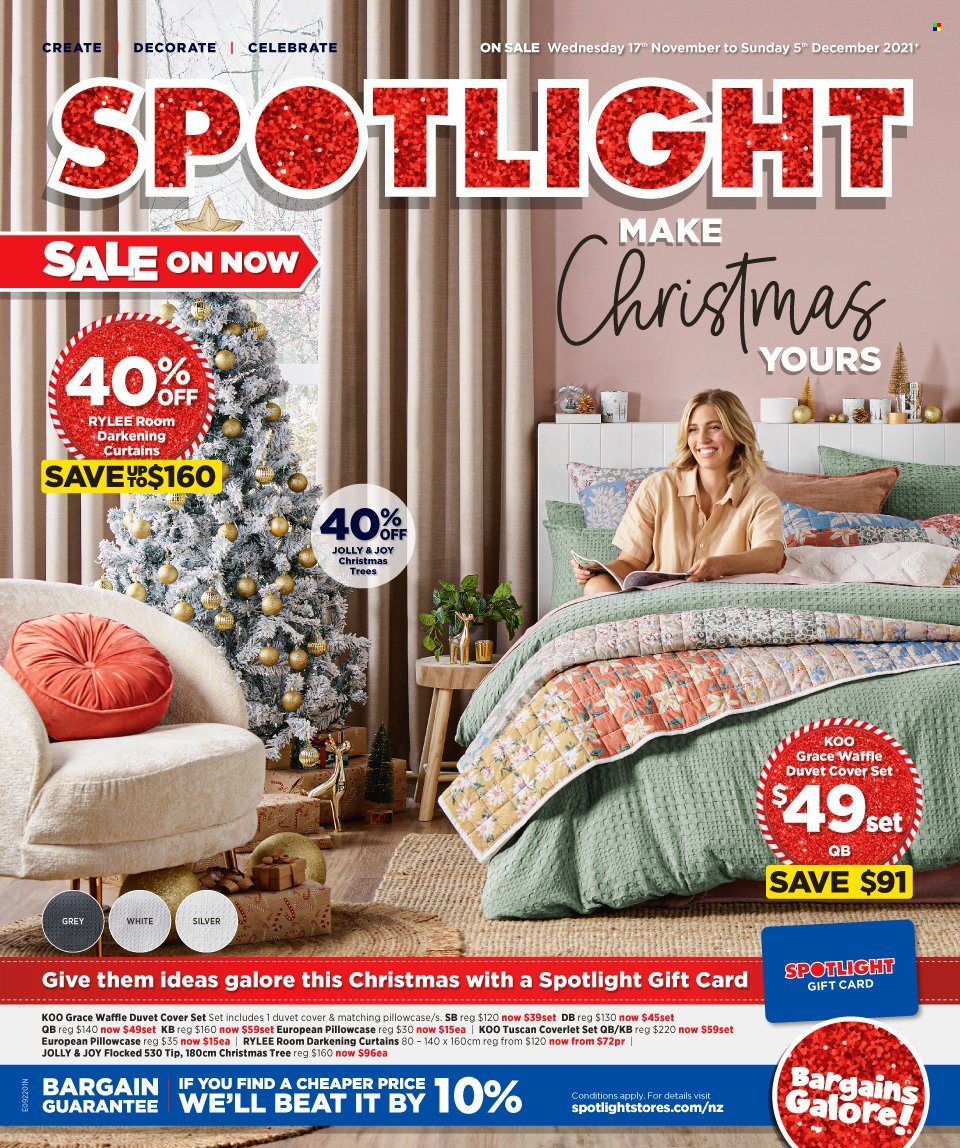 thumbnail - Spotlight mailer - 17.11.2021 - 05.12.2021 - Sales products - duvet, pillowcase, curtain, quilt cover set, christmas tree. Page 1.