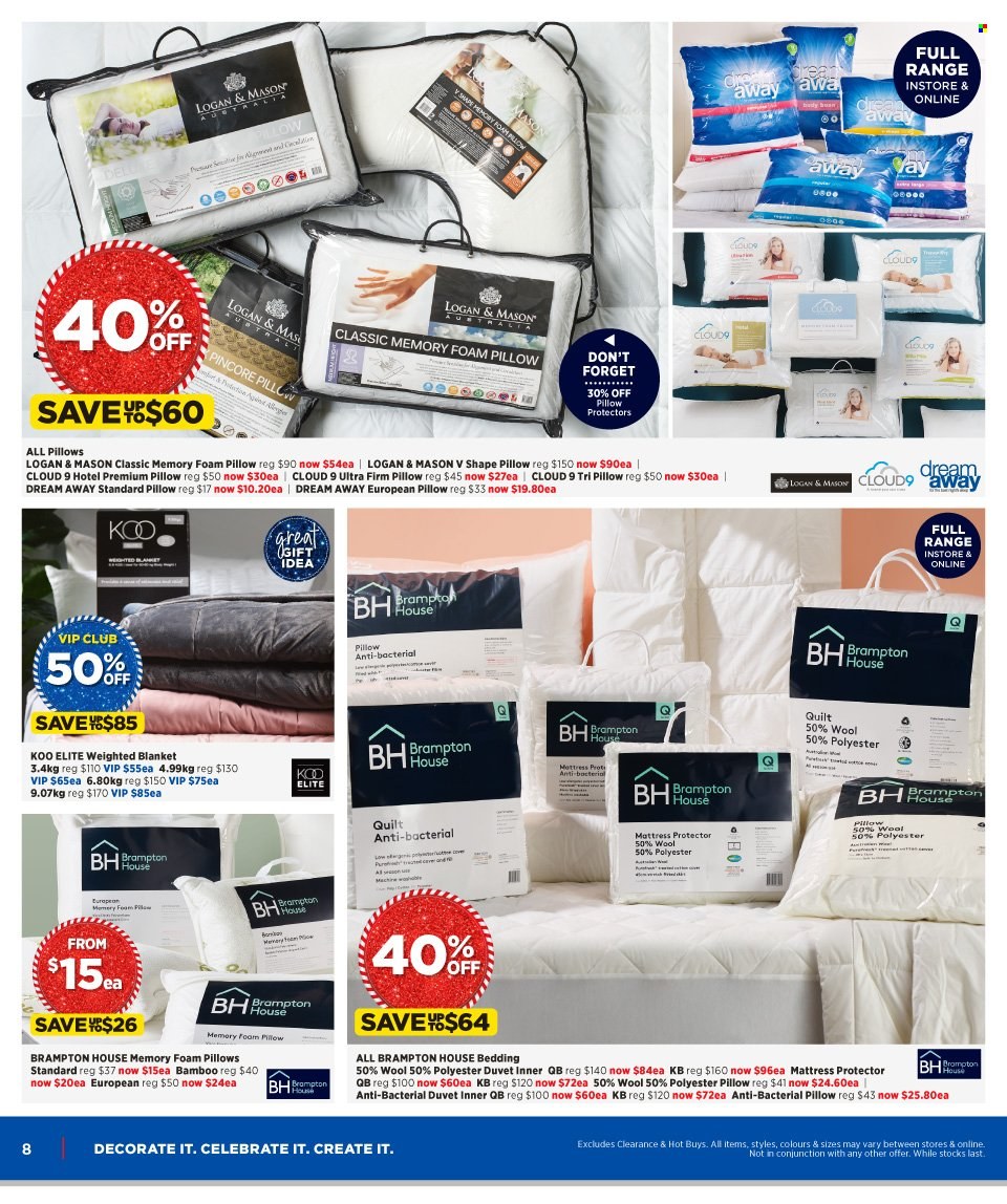thumbnail - Spotlight mailer - 17.11.2021 - 05.12.2021 - Sales products - bedding, blanket, duvet, pillow, quilt, mattress protector, foam pillow. Page 8.