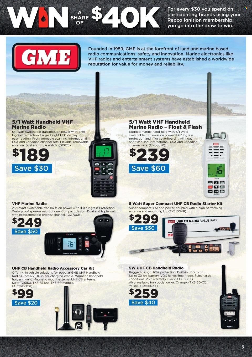 thumbnail - Repco mailer - 17.11.2021 - 30.11.2021 - Sales products - holder, battery, handheld radio, speaker, microphone, antenna, torch. Page 3.