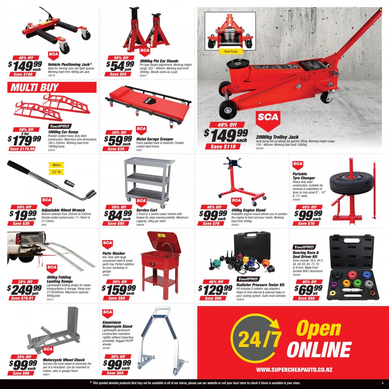 thumbnail - SuperCheap Auto mailer - 25.11.2021 - 05.12.2021 - Sales products - trolley, cart, tank, motorcycle, car ramps, tyre changer, vehicle positioning jack, tires. Page 3.