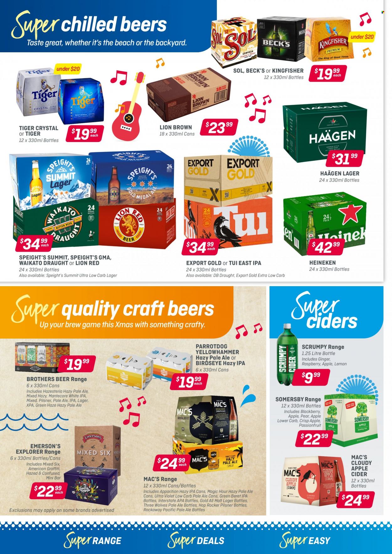 thumbnail - Super Liquor mailer - 29.11.2021 - 19.12.2021 - Sales products - apple cider, BROTHERS, cider, beer, Heineken, Mac’s, Beck's, Sol, Lager, IPA. Page 2.