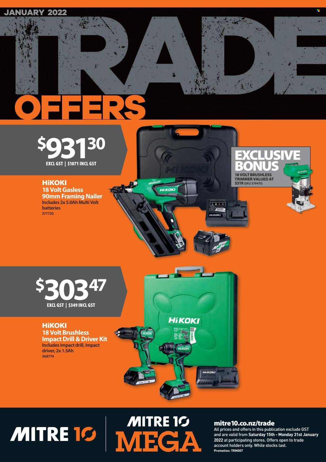 thumbnail - Mitre 10 mailer - 01.01.2022 - 31.01.2022 - Sales products - impact driver. Page 1.