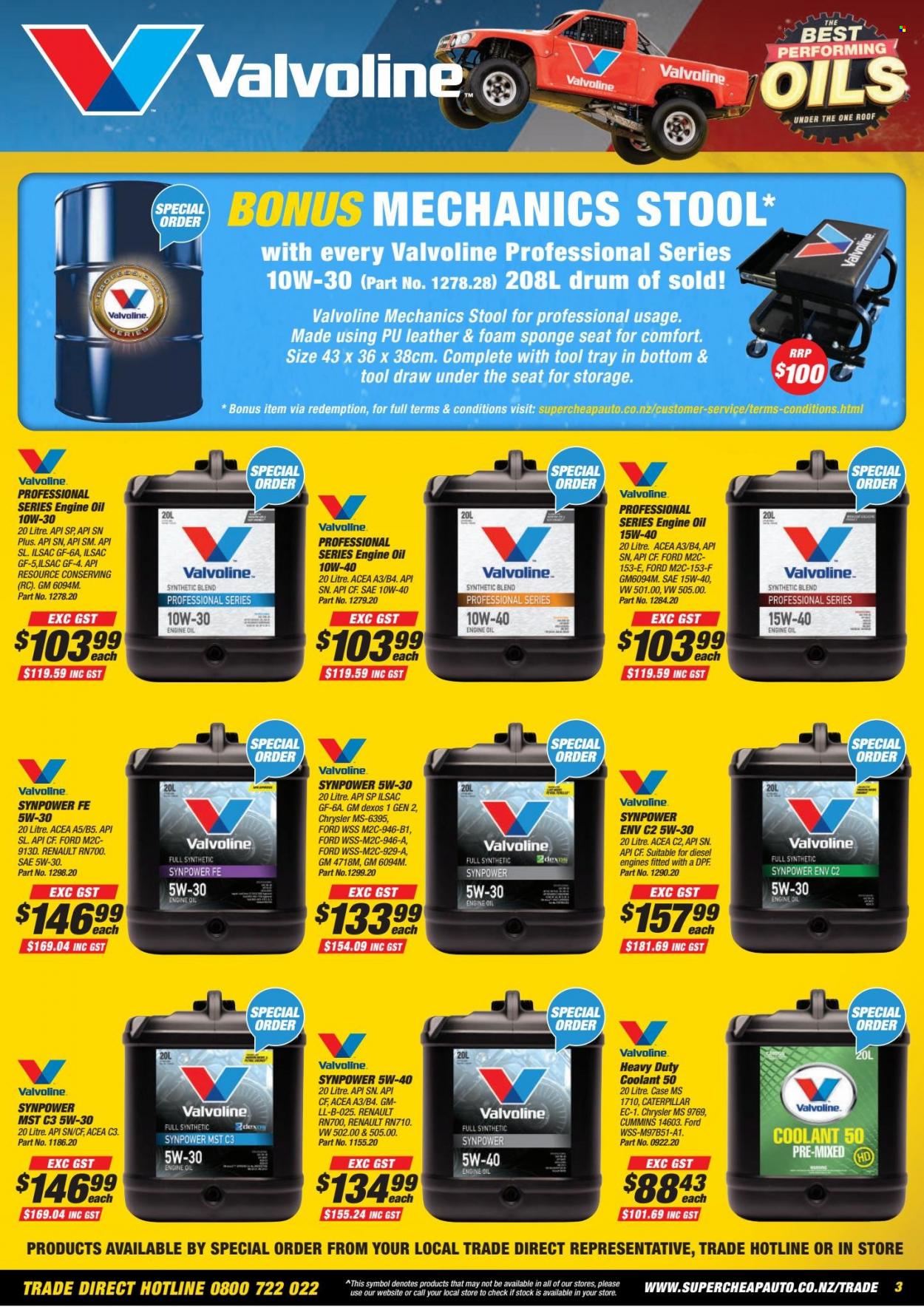 thumbnail - SuperCheap Auto mailer - 10.01.2022 - 31.01.2022 - Sales products - sponge, tray, stool, motor oil, Valvoline. Page 3.