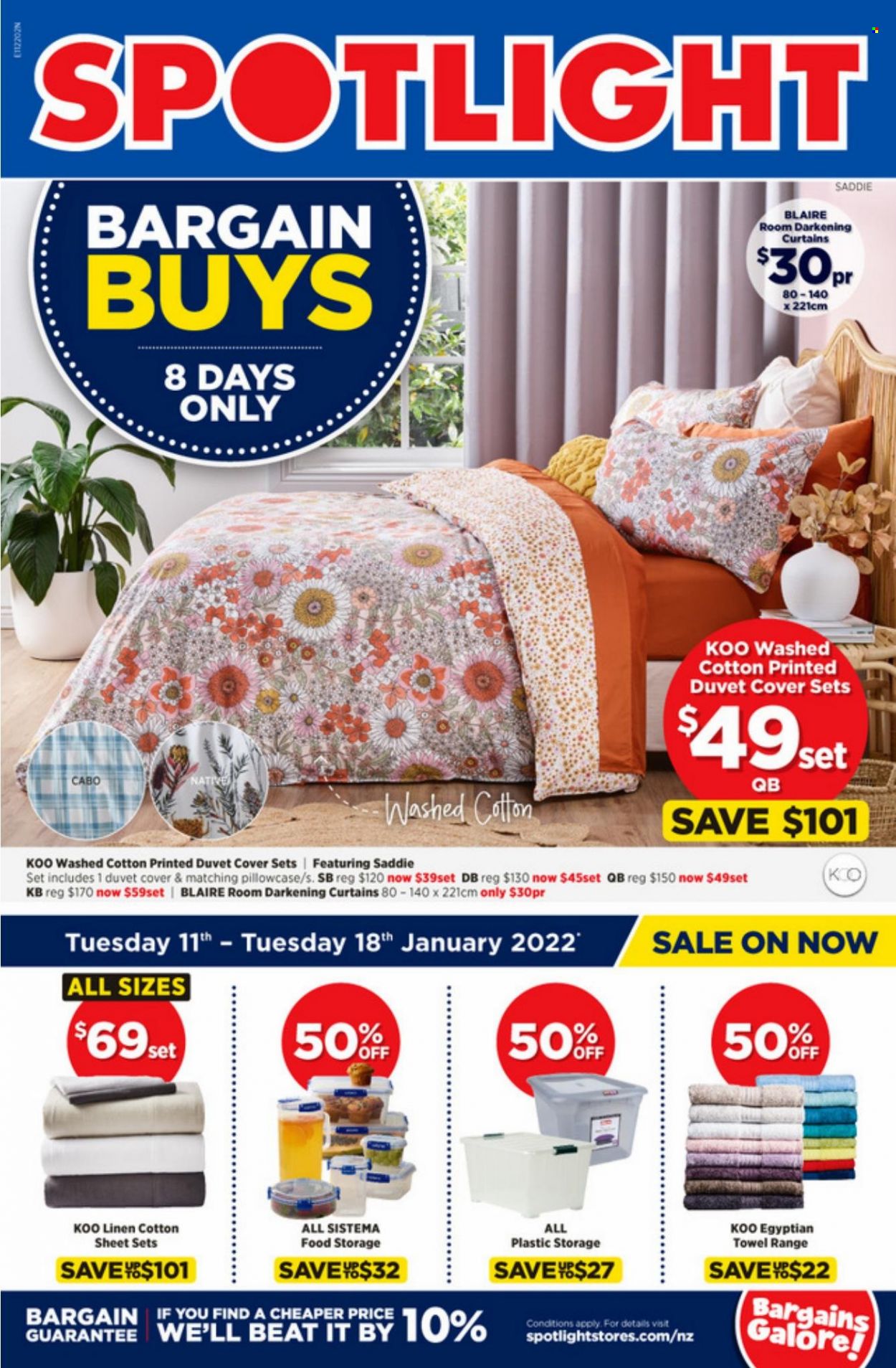 Spotlight mailer - 11.01.2022 - 18.01.2022 - Sales products - duvet, linens, pillowcases, curtains, towel. Page 1.