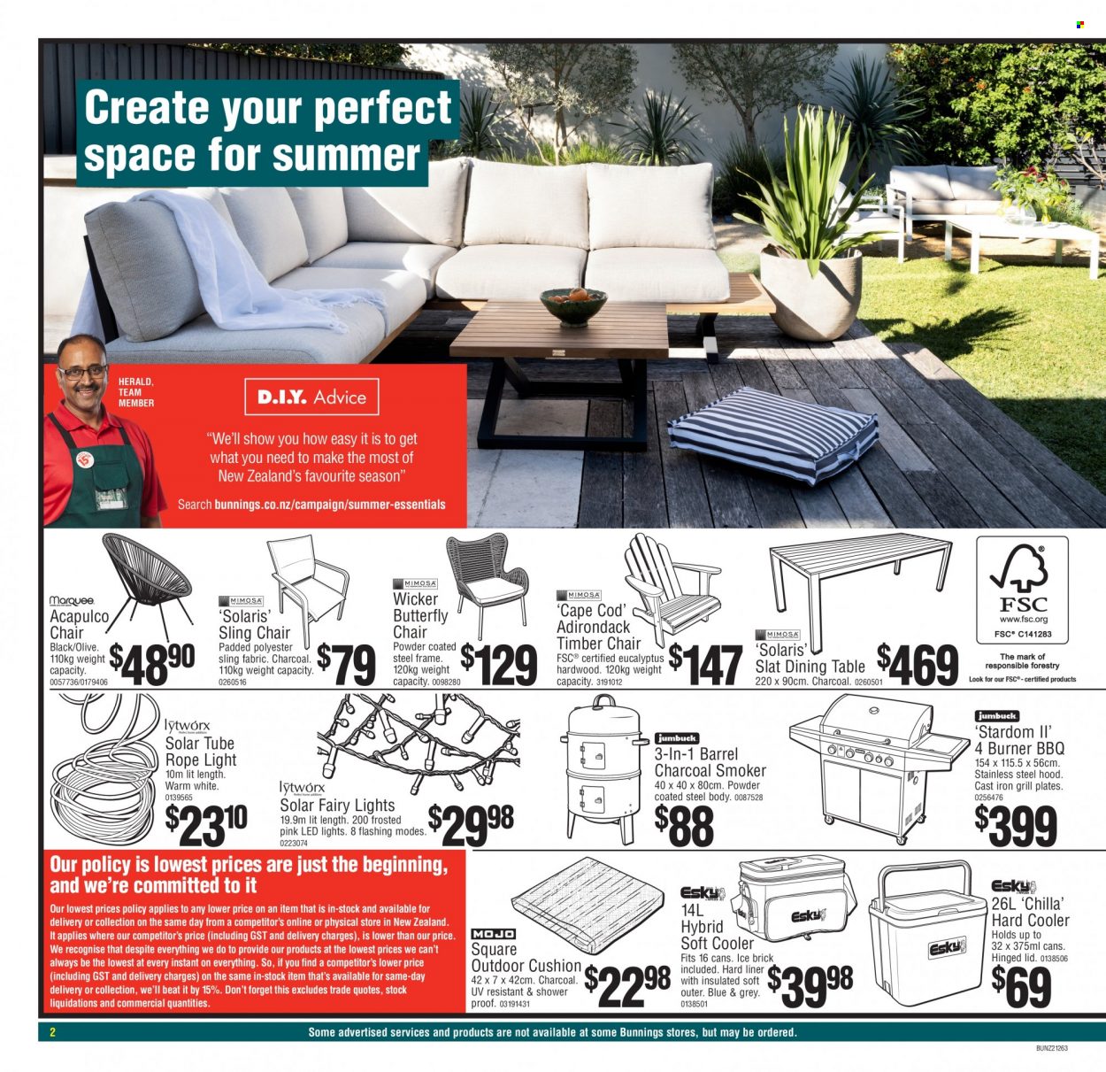thumbnail - Bunnings Warehouse mailer - 19.01.2022 - 30.01.2022 - Sales products - dining table, table, chair, cushion, lid, plate, LED light, rope light, brick, grill, charcoal smoker, smoker. Page 2.