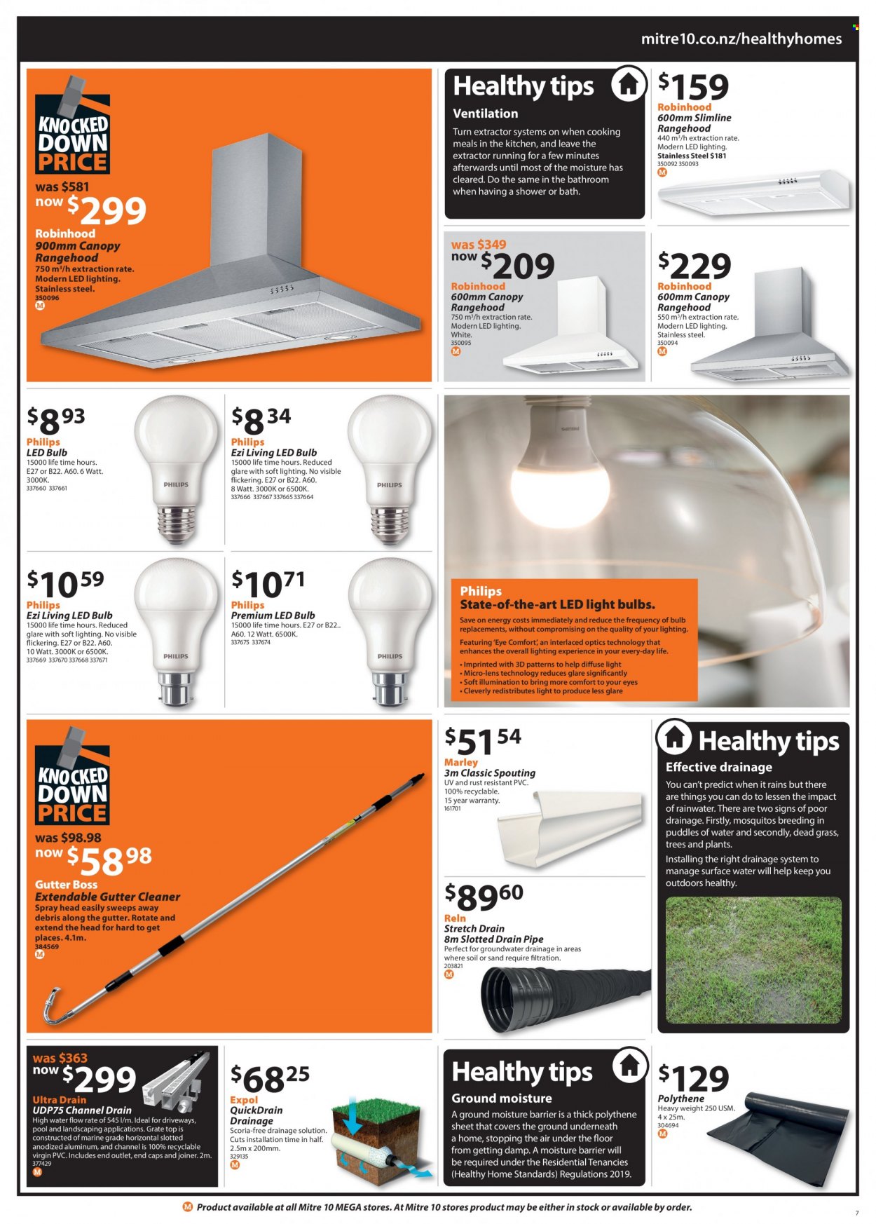 thumbnail - Mitre 10 mailer - 05.05.2022 - 22.05.2022 - Sales products - pipe, bulb, LED bulb, light bulb, Philips, LED light, lighting, cleaner. Page 7.