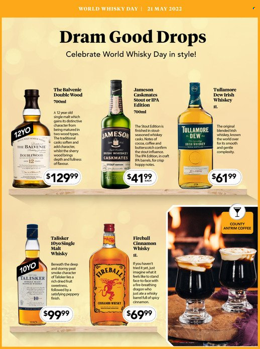 thumbnail - Liquorland mailer - 09.05.2022 - 22.05.2022 - Sales products - butterscotch, dried fruit, coffee, sherry, whiskey, irish whiskey, Jameson, cinnamon whisky, IPA. Page 2.