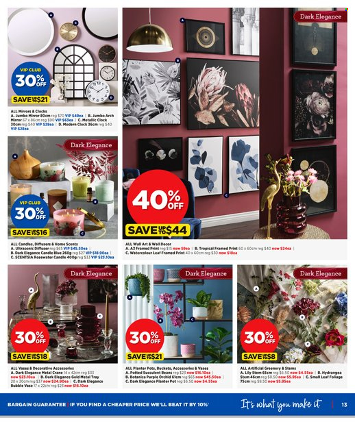 thumbnail - Spotlight mailer - 11.05.2022 - 29.05.2022 - Sales products - clock, tray, pot, watercolour, candle, mirror, wall decor, vase, succulent. Page 13.