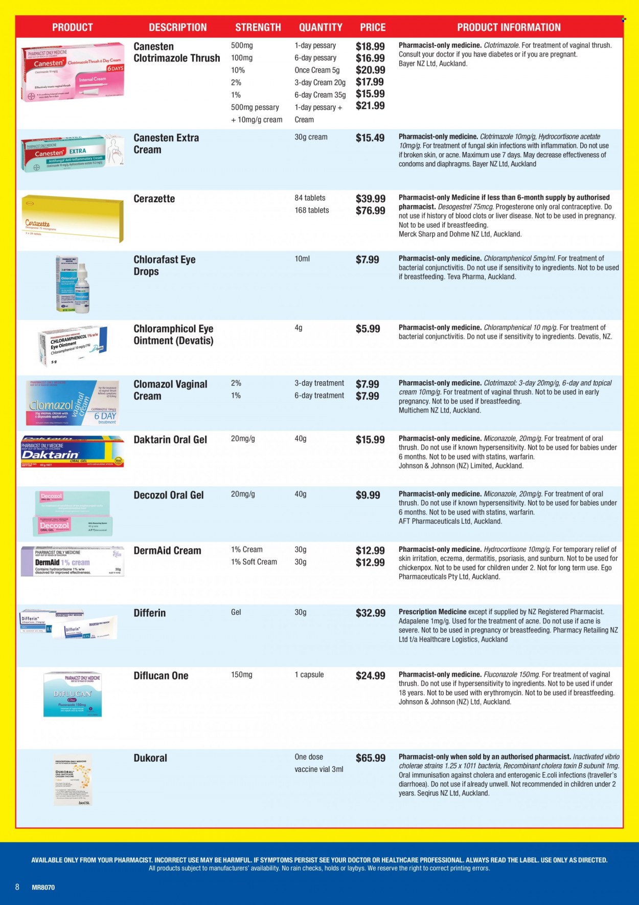 thumbnail - Chemist Warehouse mailer - Sales products - Johnson's, ointment, day cream, eye drops, Bayer. Page 8.