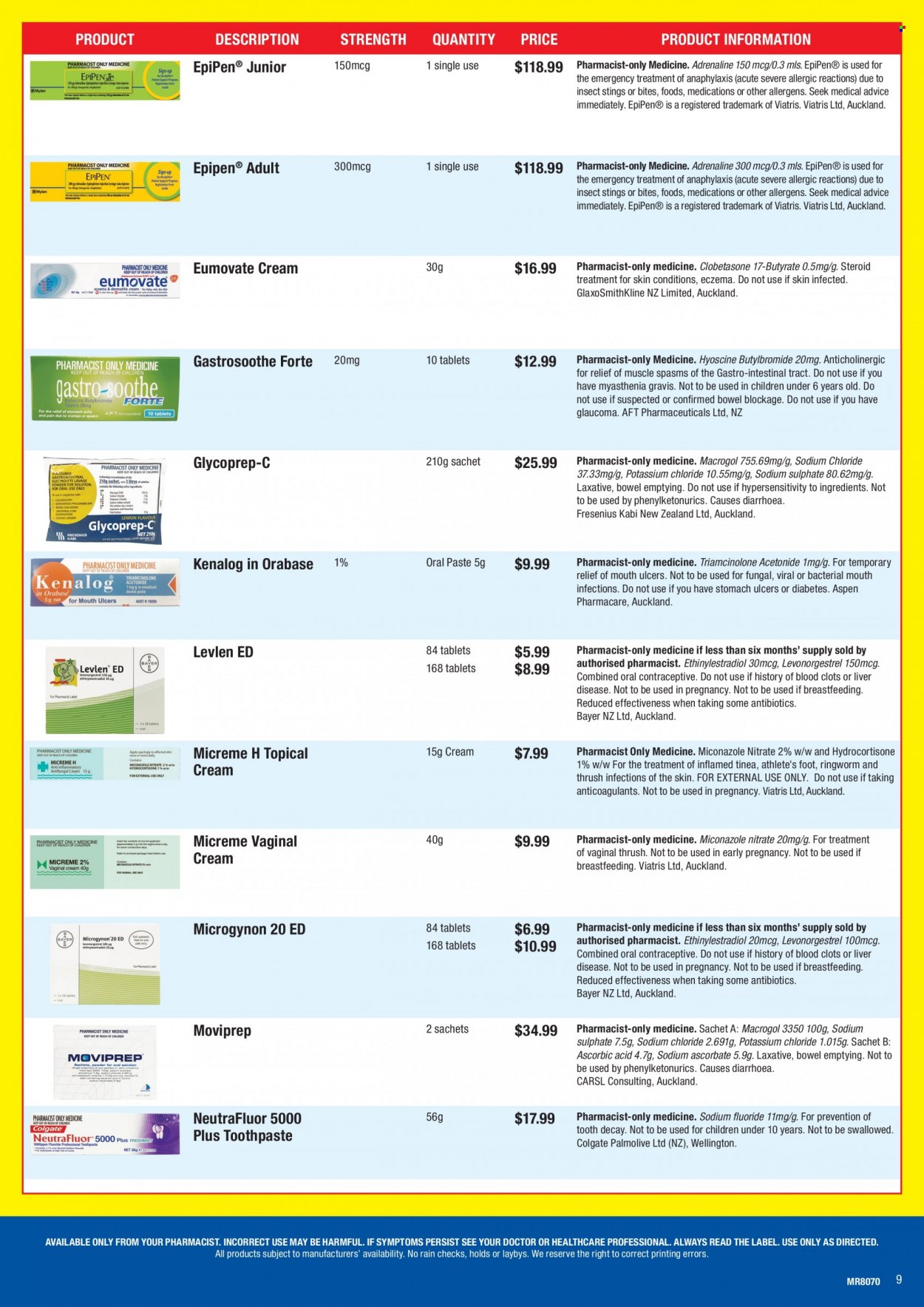 thumbnail - Chemist Warehouse mailer - Sales products - Palmolive, Colgate, toothpaste, laxative, Bayer. Page 9.