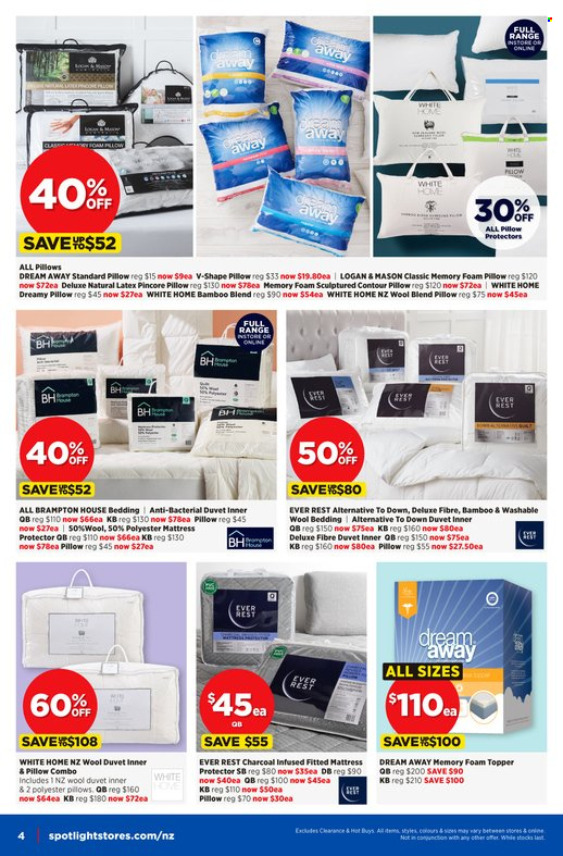 thumbnail - Spotlight mailer - 08.06.2022 - 26.06.2022 - Sales products - bedding, duvet, topper, pillow, mattress protector, foam pillow. Page 4.