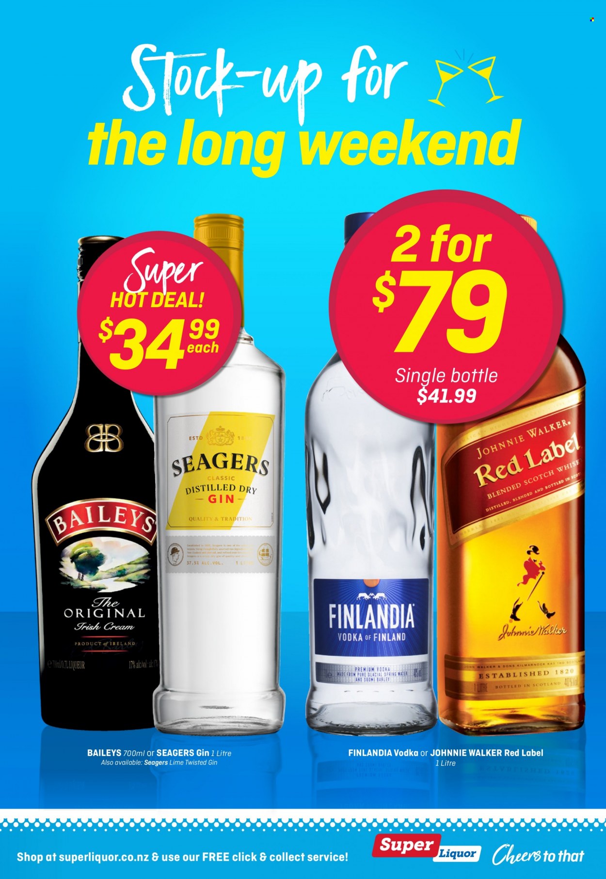 thumbnail - Super Liquor mailer - 13.06.2022 - 26.06.2022 - Sales products - gin, vodka, irish cream, Baileys, liquor, Johnnie Walker, scotch whisky, whisky. Page 12.
