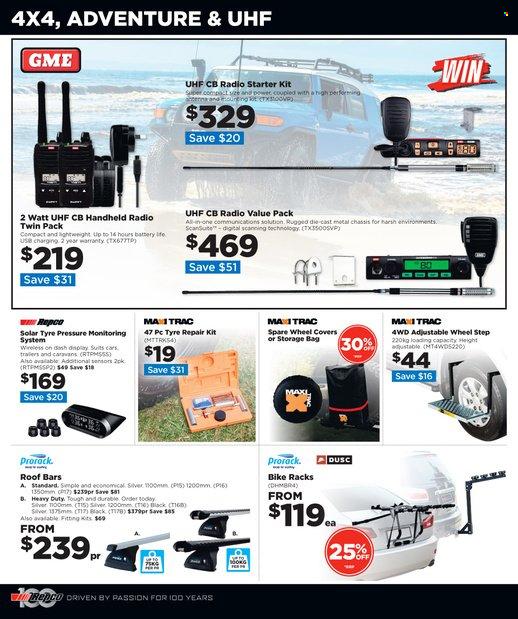 thumbnail - Repco mailer - 15.06.2022 - 30.06.2022 - Sales products - storage bag, handheld radio, roof rack, wheel covers. Page 8.