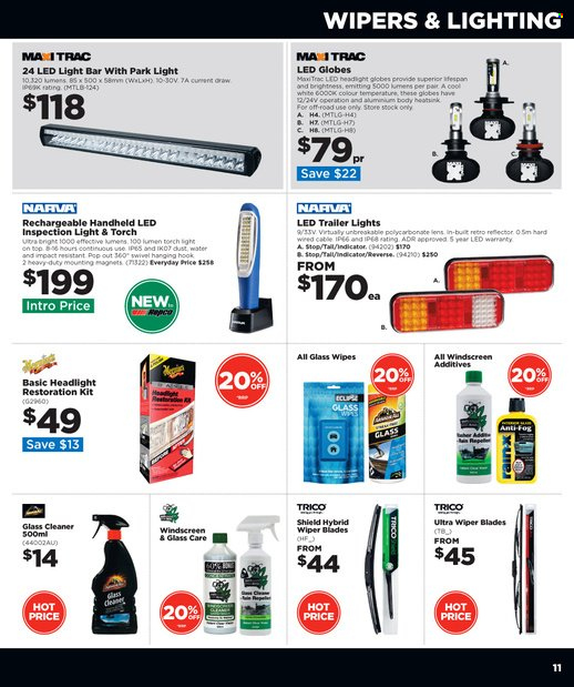 thumbnail - Repco mailer - 15.06.2022 - 30.06.2022 - Sales products - wipes, cleaner, glass cleaner, trailer, LED light, lighting, headlamp, wiper blades, Eclipse, torch. Page 11.