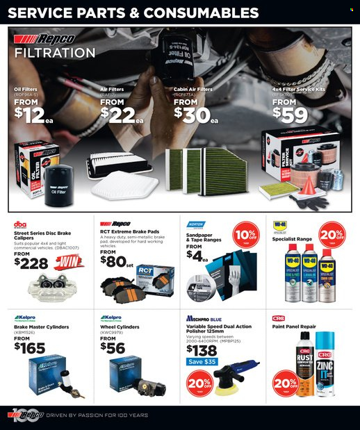 thumbnail - Repco mailer - 15.06.2022 - 30.06.2022 - Sales products - Mechpro Blue, Norton, air filter, brake pad, oil filter, cabin filter, zinc. Page 12.