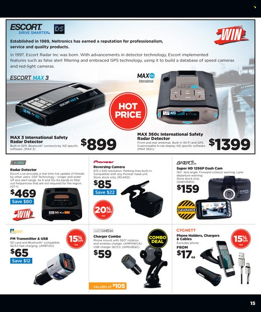 thumbnail - Repco mailer - 15.06.2022 - 30.06.2022 - Sales products - camera, dashboard camera, memory card, wireless charger, USB charger, Pioneer, FM transmitter, reversing camera, mobile phone holder. Page 15.