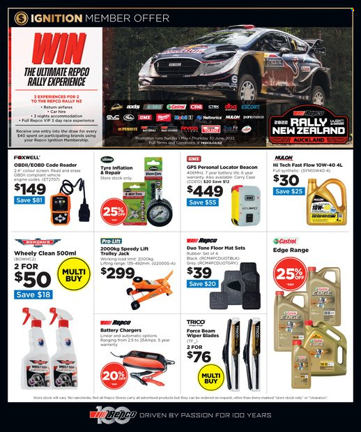 thumbnail - Repco mailer - 15.06.2022 - 30.06.2022 - Sales products - trolley, battery charger, vehicle, Foxwell, wiper blades, Nulon, Castrol. Page 16.