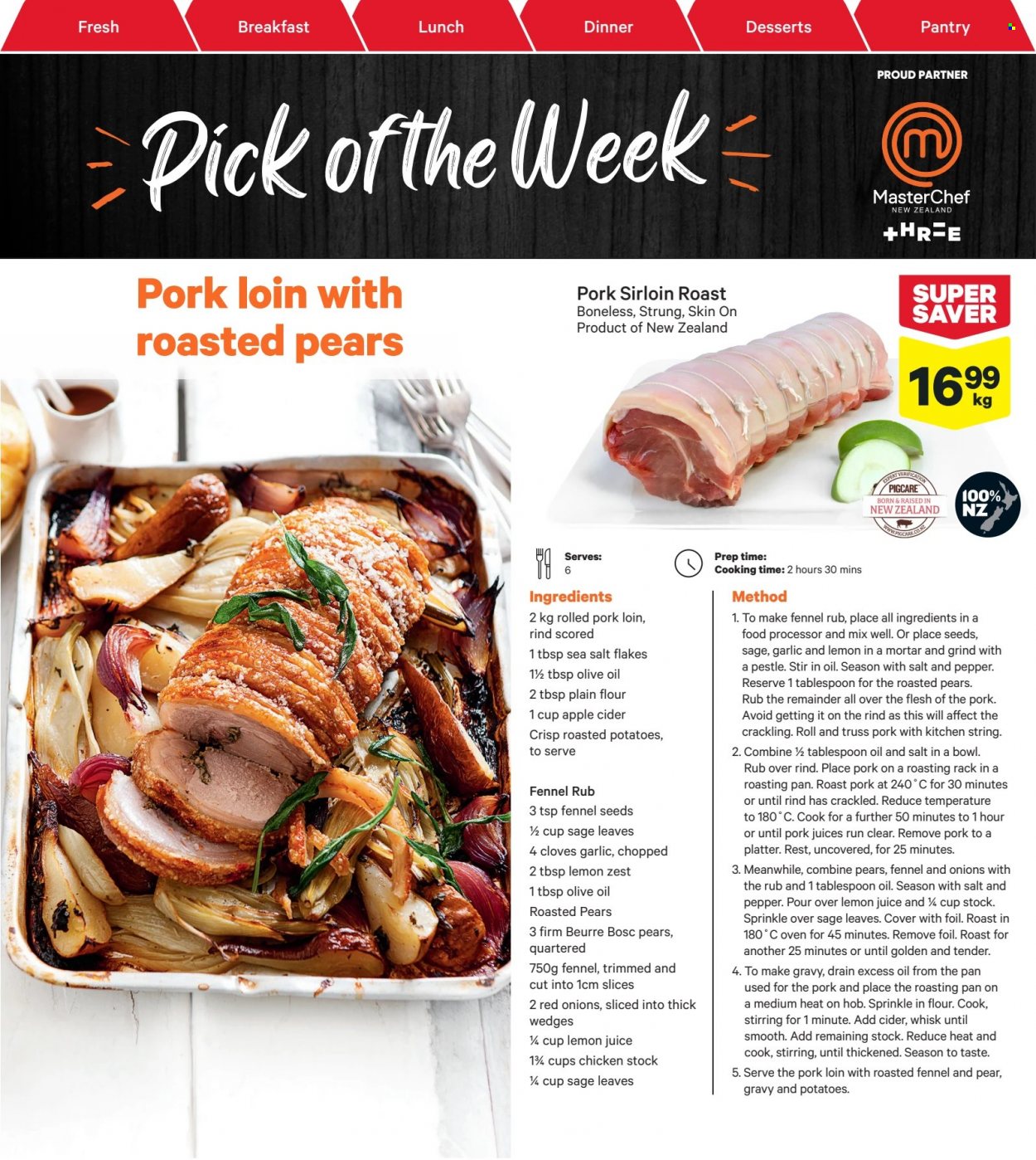 thumbnail - New World mailer - 27.06.2022 - 03.07.2022 - Sales products - garlic, red onions, pears, sea salt, pepper, cloves, lemon juice, apple cider, cider, pork loin, pork meat, pan. Page 7.
