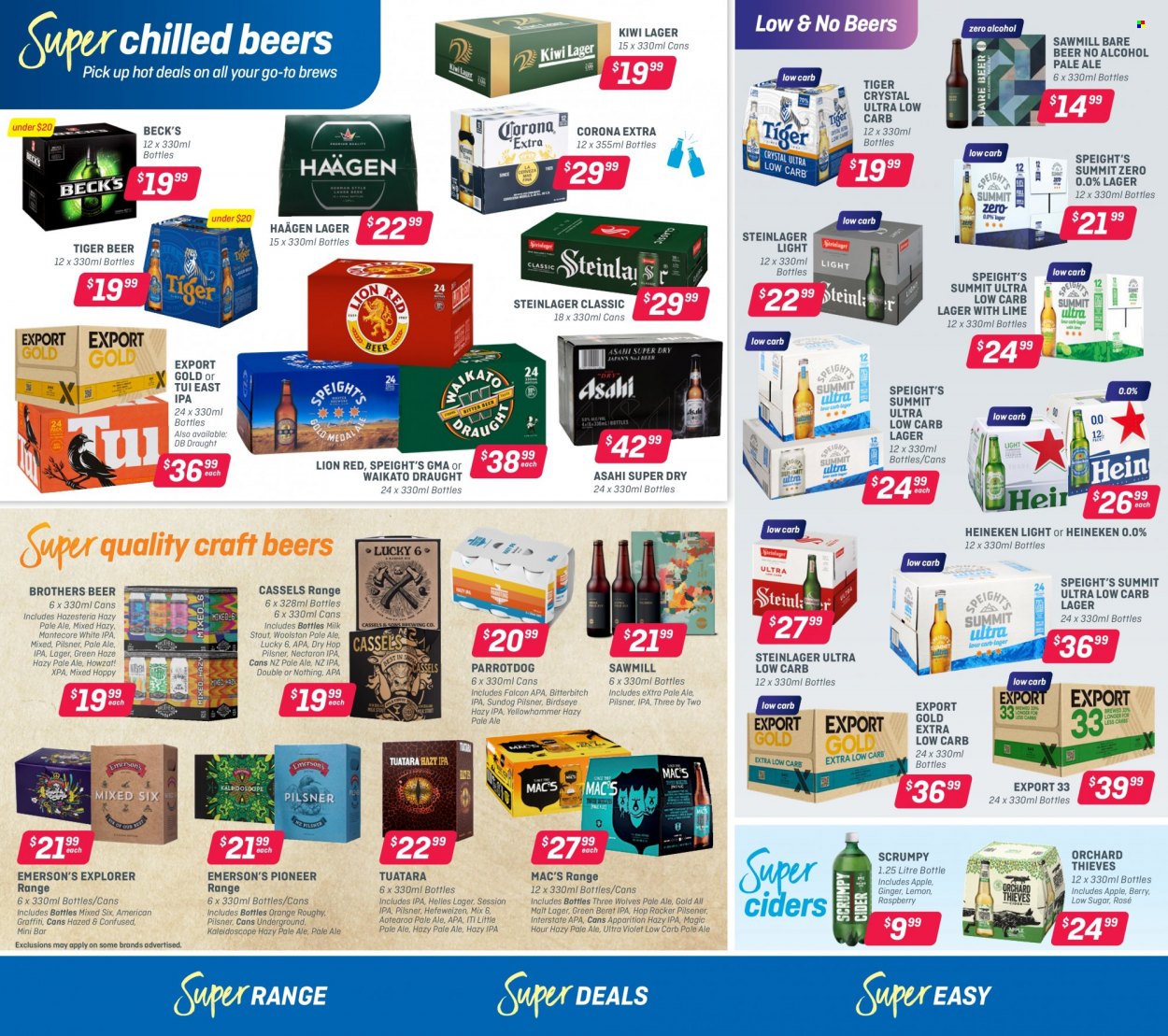 thumbnail - Super Liquor mailer - 27.06.2022 - 10.07.2022 - Sales products - wine, alcohol, rosé wine, BROTHERS, beer, Corona Extra, Heineken, Steinlager, Mac’s, Beck's, Lager, IPA. Page 2.