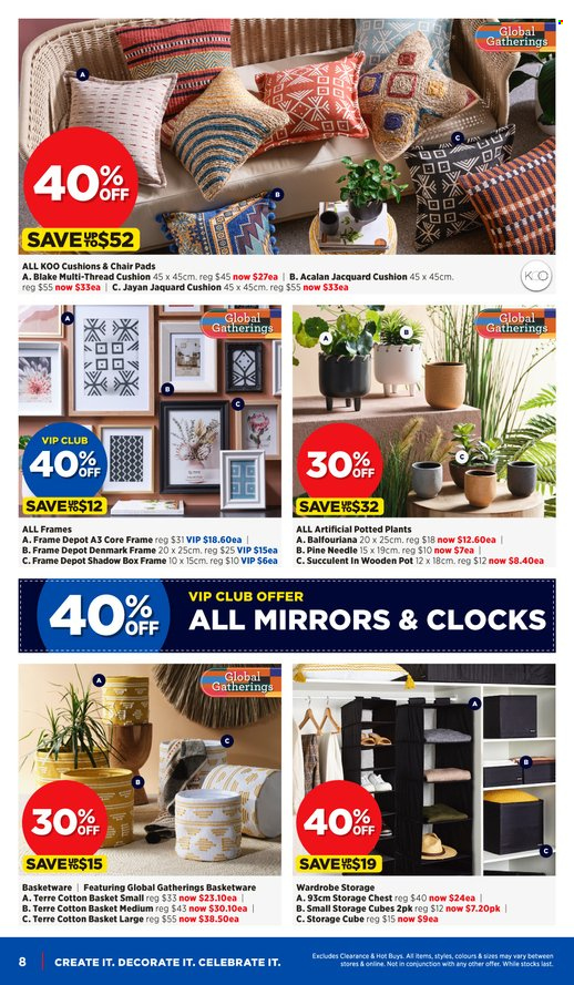 thumbnail - Spotlight mailer - 29.06.2022 - 17.07.2022 - Sales products - basket, pot, chair pad, cushion, mirror, succulent. Page 8.