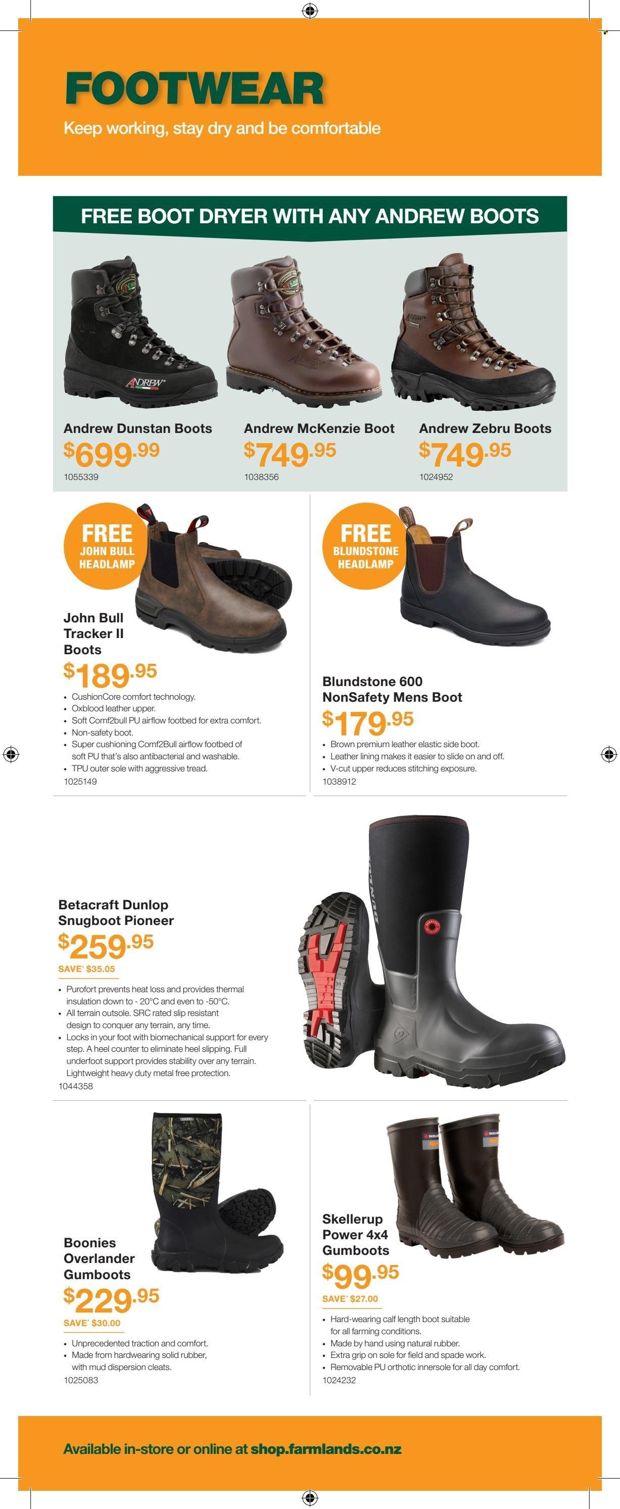 thumbnail - Farmlands mailer - 01.07.2022 - 31.07.2022 - Sales products - boots, cleats, Blundstone, cushion, spade, headlamp. Page 28.