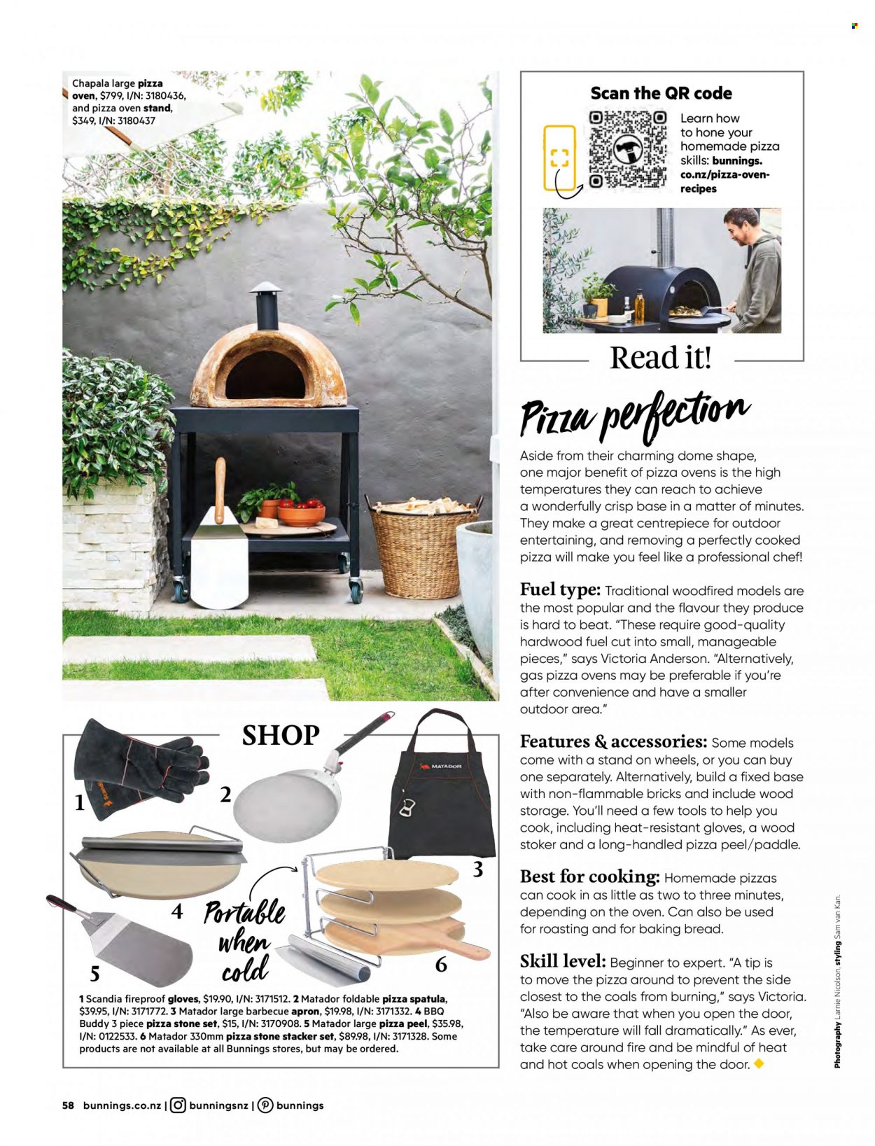 thumbnail - Bunnings Warehouse mailer - Sales products - spatula, pizza oven, door. Page 58.