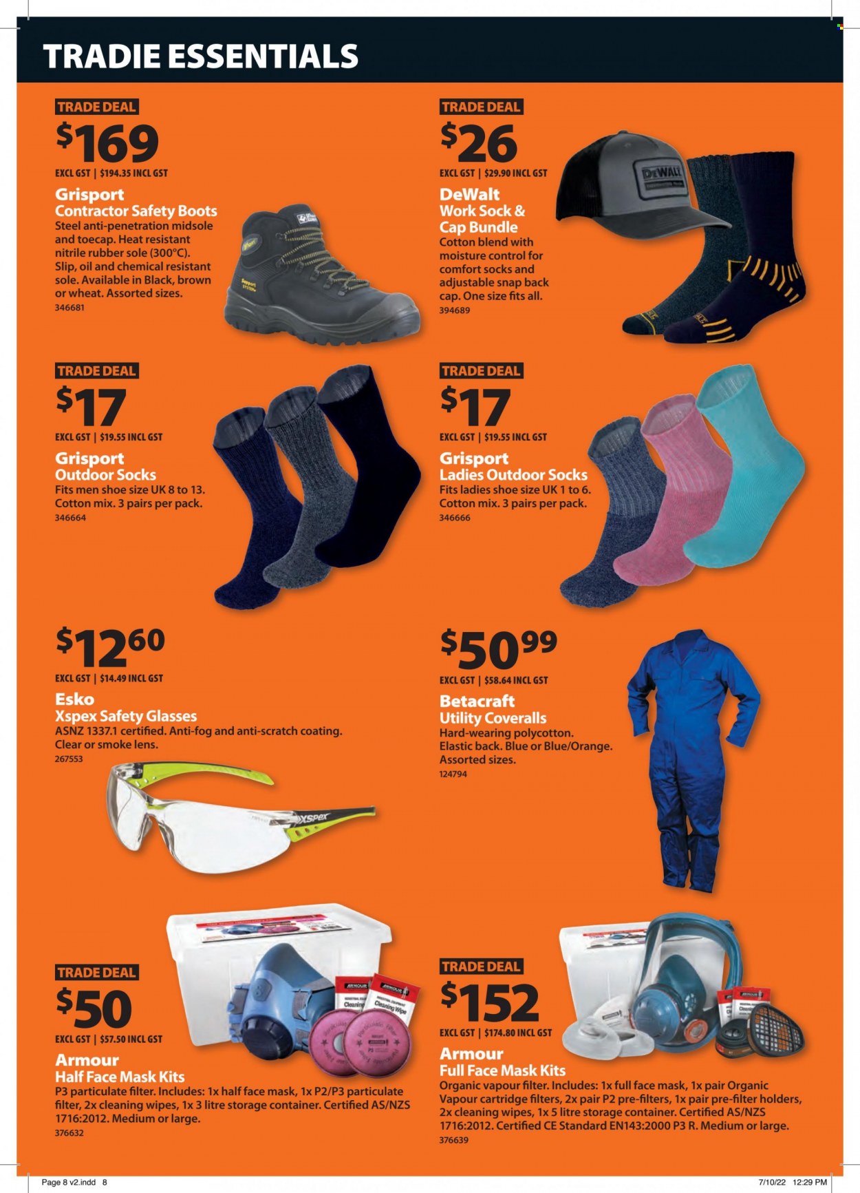 thumbnail - Mitre 10 mailer - 01.11.2022 - 30.11.2022 - Sales products - DeWALT, face mask, container, cleansing wipes. Page 8.
