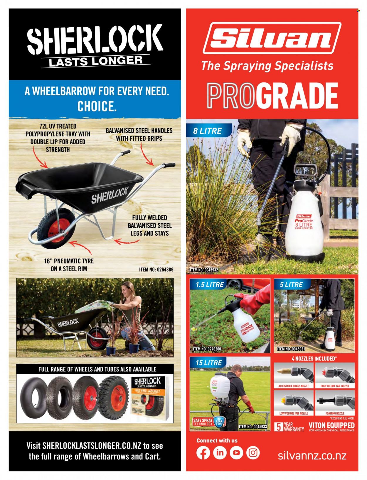 thumbnail - Bunnings Warehouse mailer - Sales products - wheelbarrow, cart, pump, sprayer. Page 76.