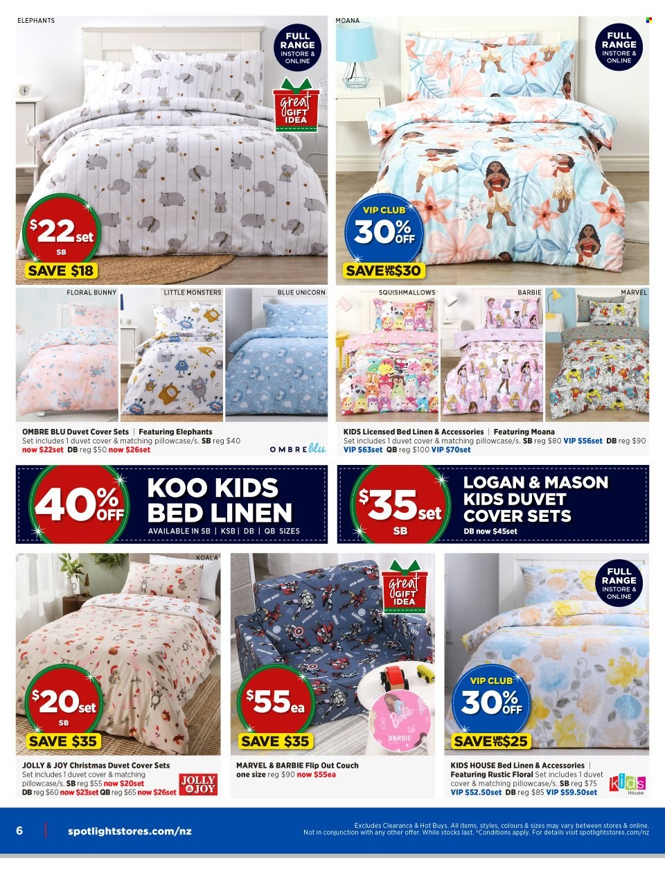thumbnail - Spotlight mailer - 16.11.2022 - 04.12.2022 - Sales products - Barbie, bedding, duvet, linens, pillowcase, Squishmallows. Page 6.