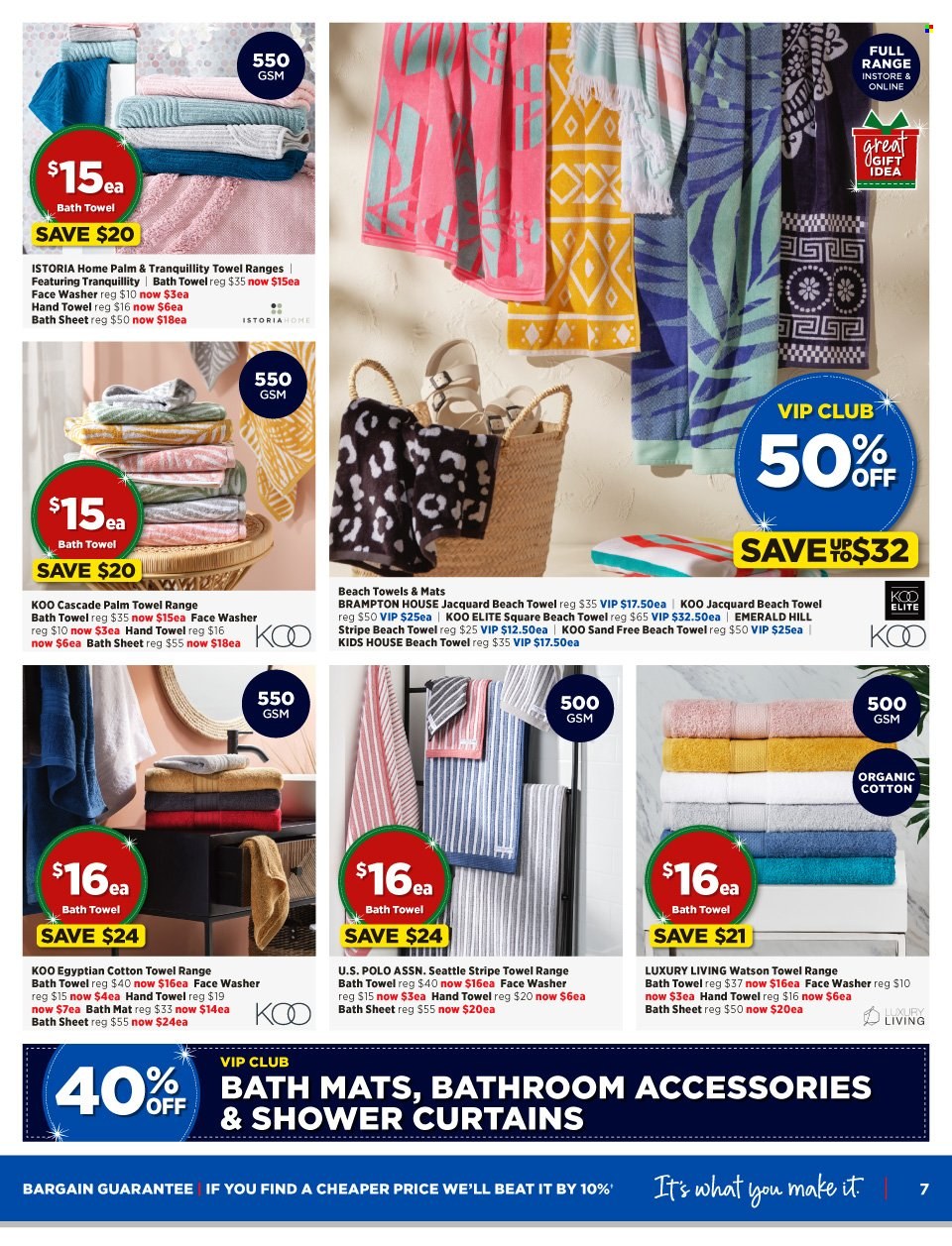 thumbnail - Spotlight mailer - 16.11.2022 - 04.12.2022 - Sales products - curtain, bath mat, bath towel, hand towel, beach towel. Page 7.