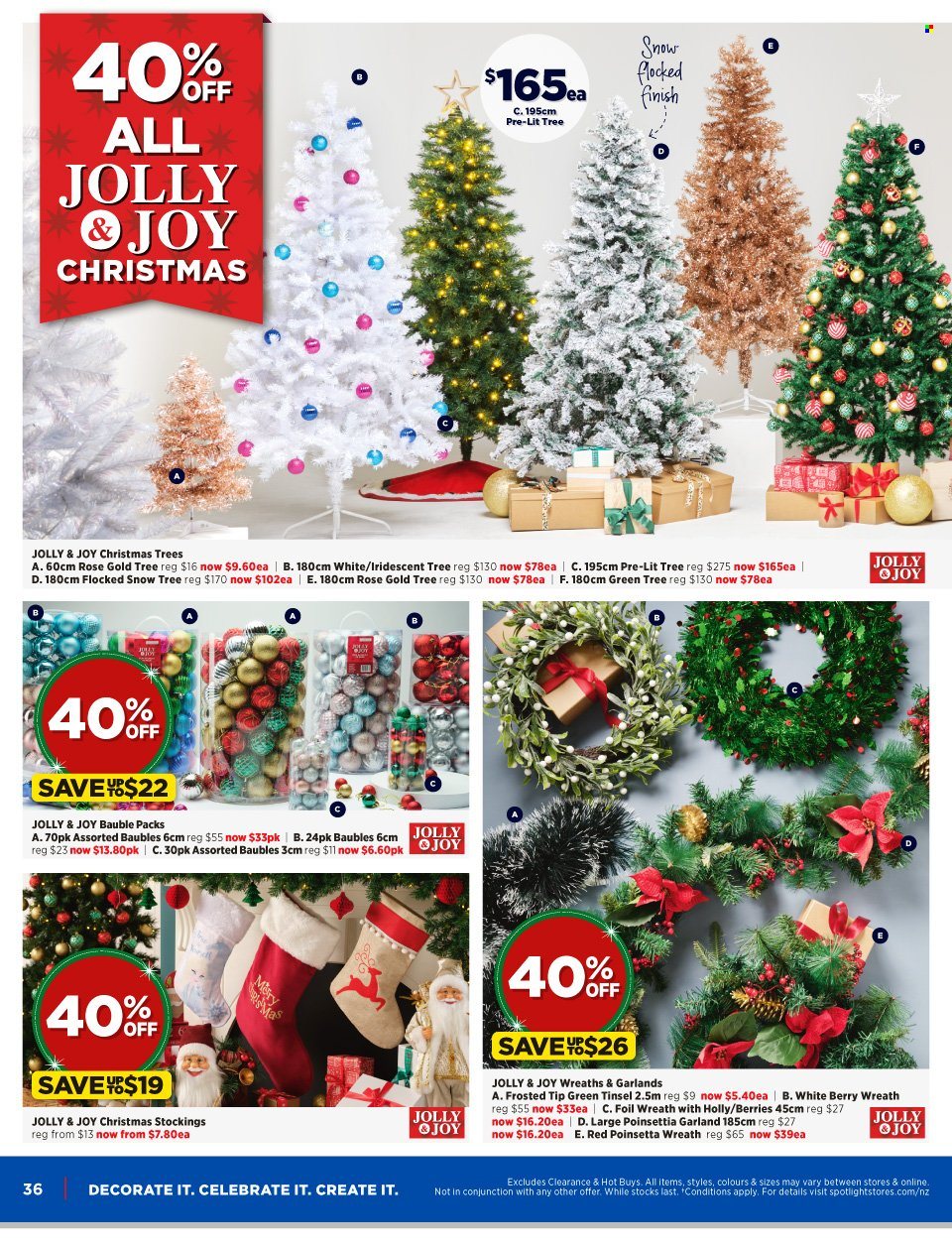 thumbnail - Spotlight mailer - 16.11.2022 - 04.12.2022 - Sales products - bauble, wreath, christmas tree, garland, poinsettia. Page 36.