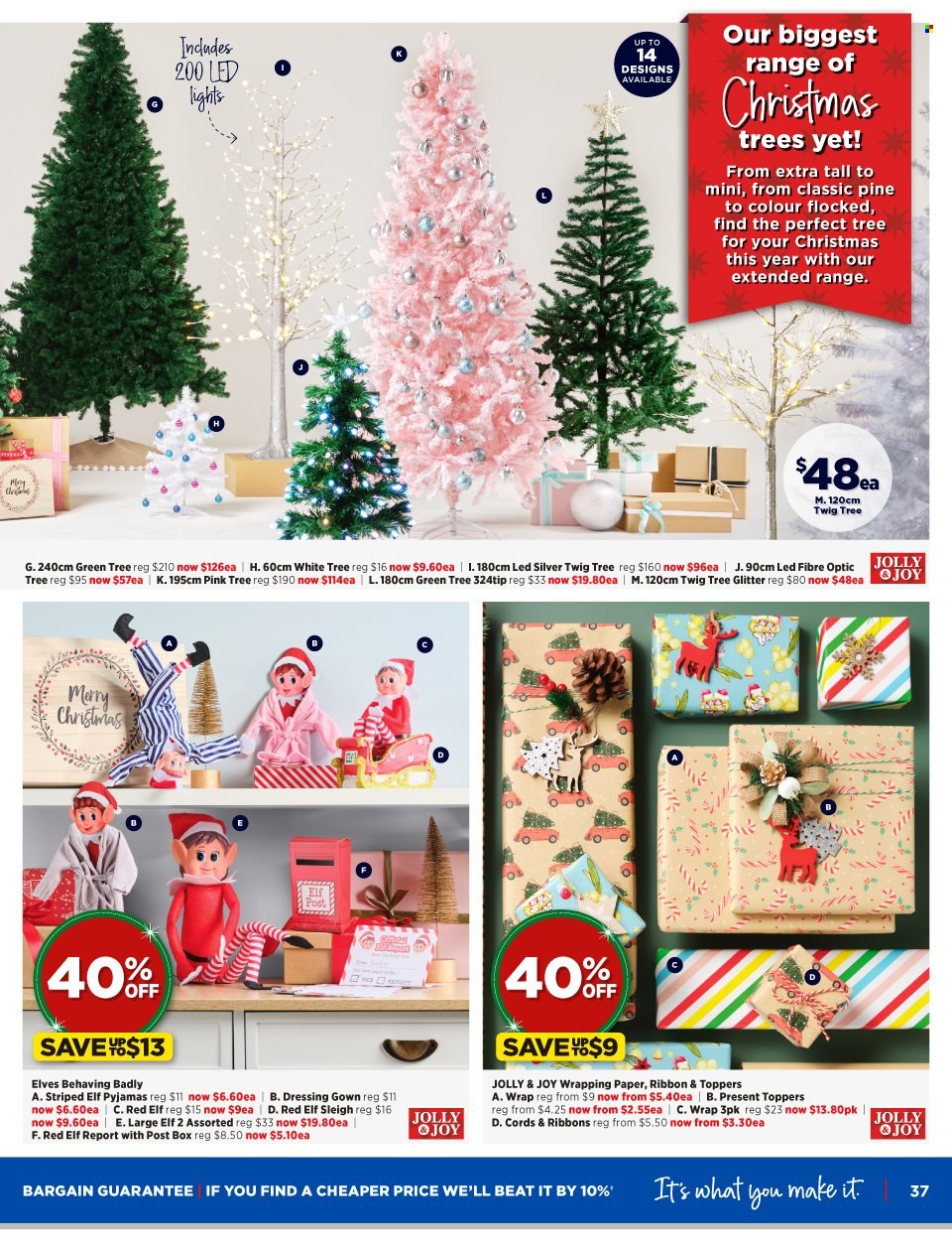 thumbnail - Spotlight mailer - 16.11.2022 - 04.12.2022 - Sales products - glitter, wrapping paper, ribbon, Elf, fibre optic tree, LED light. Page 37.