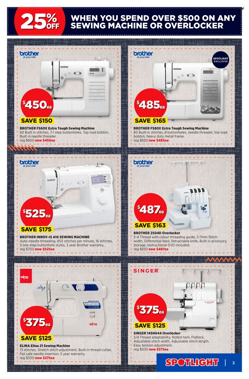 thumbnail - Spotlight mailer - 16.11.2022 - 04.12.2022 - Sales products - knife, Brother, cutter, spotlight, sewing machine, metal frame. Page 3.