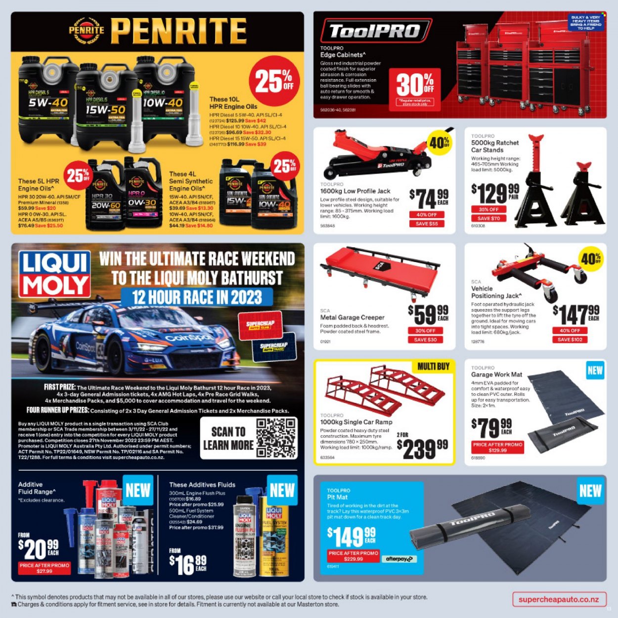thumbnail - SuperCheap Auto mailer - 17.11.2022 - 27.11.2022 - Sales products - cleaner, low profile jack, vehicle positioning jack, fuel system cleaner, Penrite. Page 13.